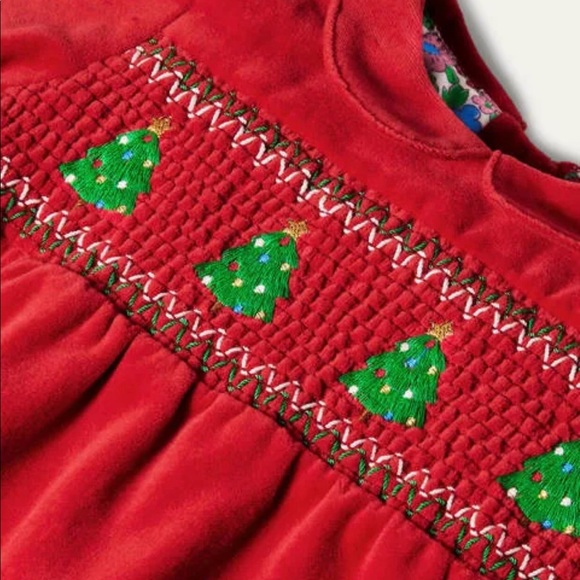 NWT Mini Boden Velvet Smocked Dress - Picture 2 of 6